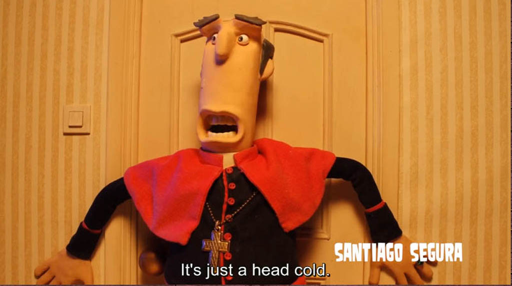 Actor Santaigo Segura, who plays a corrupt cop in the Torrente film series, has all the evil roles wrapped up in the animated film Possessed (Pos eso). He plays an evil and corrupt bishop, the possessed boy Damian and Satan himself.