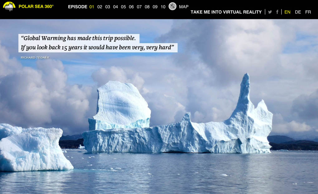 Screen grab for the Polar Sea 360¡ web site shows Arctic ice bergs.
