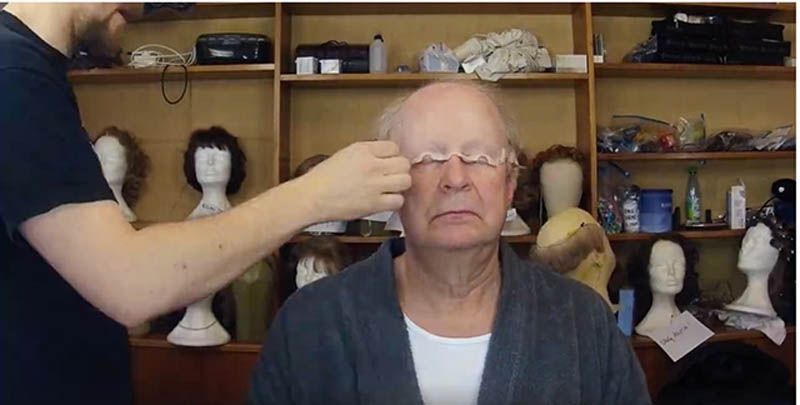 Makeup artist transforms actor Rolf Lassgrd into the balding cranky Ove. (Gala magazine photo)